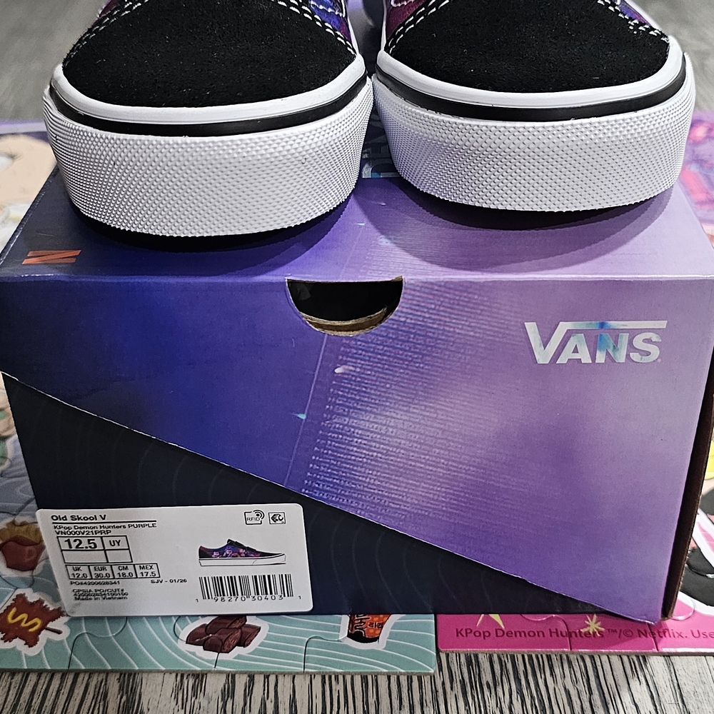 Vans Kids Black and Purple Sneakers